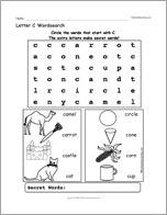 Letter C Wordsearch