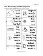Circle the Correctly-Spelled Camping Words