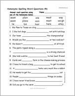 Homonyms Spelling Word Questions #6