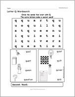 Letter Q Wordsearch