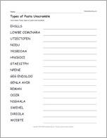 Types of Pasta Unscramble