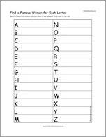 Find a Famous Woman for Each Letter