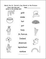 Match the St. Patrick's Day Words to the Pictures