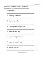 Capitalize and Punctuate the Sentences Printout