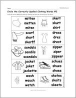Circle the Correctly-Spelled Clothing Words #2