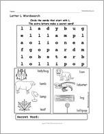 Letter L Wordsearch