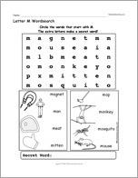 Letter M Wordsearch
