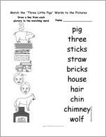 Match the 'Three Little Pigs' Words to the Pictures