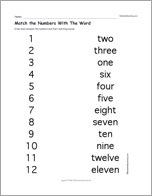 Match the Numbers With The Word