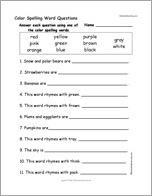 Color Spelling Word Questions