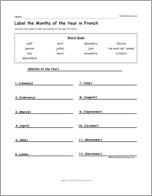 Label the Months of the Year in French