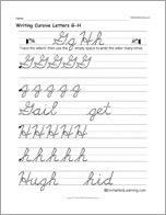 Writing Cursive Letters G-H