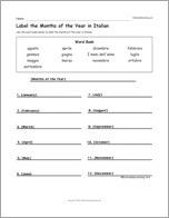 Label the Months of the Year in Italian