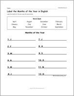 Label the Months of the Year in English