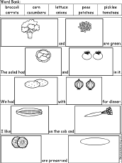 Vegetable Words - Picture Cloze