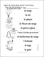 Match the French Winter Words to the Pictures