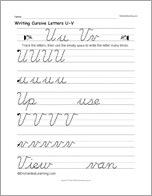 Writing Cursive Letters U-V