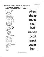 Match the 'Long E Words' to the Pictures