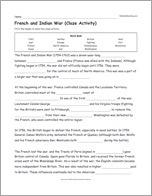 French and Indian War (Cloze Activity)