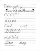 Writing Cursive Letters C-D