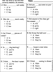 Homonyms Multiple Choice Comprehension Quiz