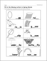 Fill in the Missing Letters in Spring Words