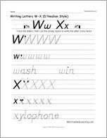 Writing Letters W-X (D'Nealian Style)