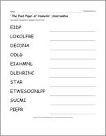 'The Pied Piper of Hamelin' Unscramble
