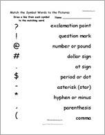 Match the Symbol Words to the Pictures