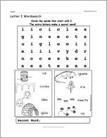 Letter I Wordsearch