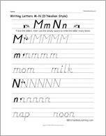Writing Letters M-N (D'Nealian Style)