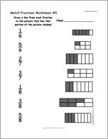 Match Fractions Worksheet #2