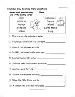 Columbus Day Spelling Word Questions