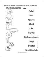 Match the German Clothing Words to the Pictures #2