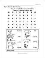 Farm Animals Wordsearch