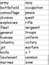 Find a Military Word for Each Letter