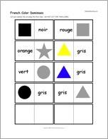 French Color Dominoes, A Printable Game: Cards #3