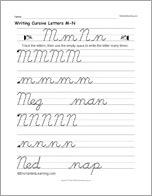 Writing Cursive Letters M-N