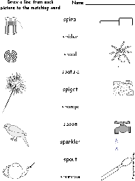 Words Starting With SP - Match the Words to the Pictures