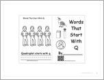 Words That Start With Q: A Printable Book