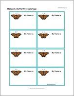 Monarch Butterfly Nametags (Color)