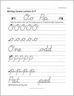 Writing Cursive Letters O-P