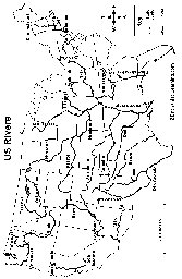 Outline Map: US Rivers Labeled