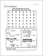 Letter B Wordsearch