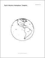 Earth Western Hemisphere Template