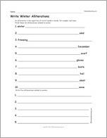 Write Winter Alliterations