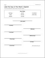 Label the Days of the Week in Spanish