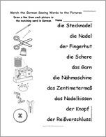 Match the German Sewing Words to the Pictures