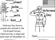 Veterans Day Book (Easy)