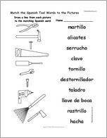Match the Spanish Tool Words to the Pictures